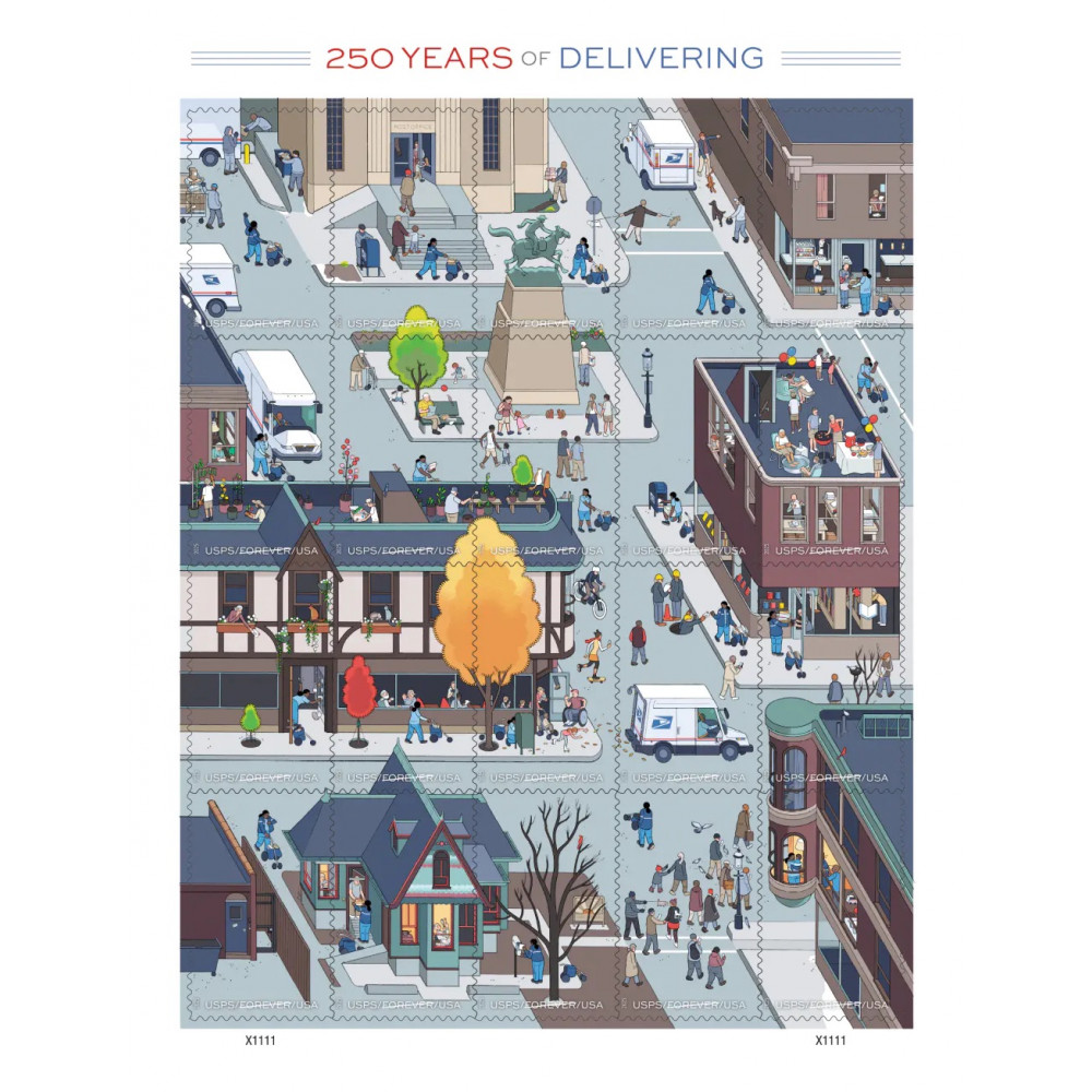 (2025) USPS 250 Years of Delivering Stamps, Sheet of 20