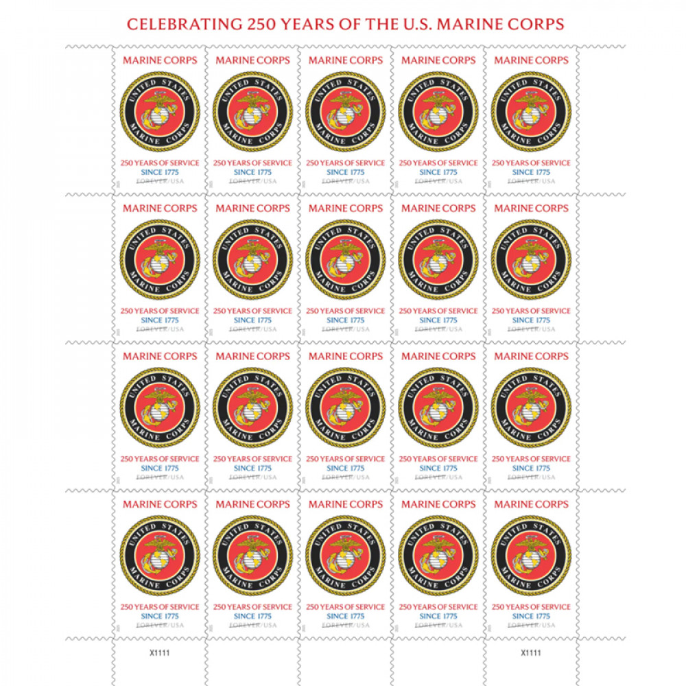 (2025) U.S. Marine Corps 250th Stamps, Sheet of 20